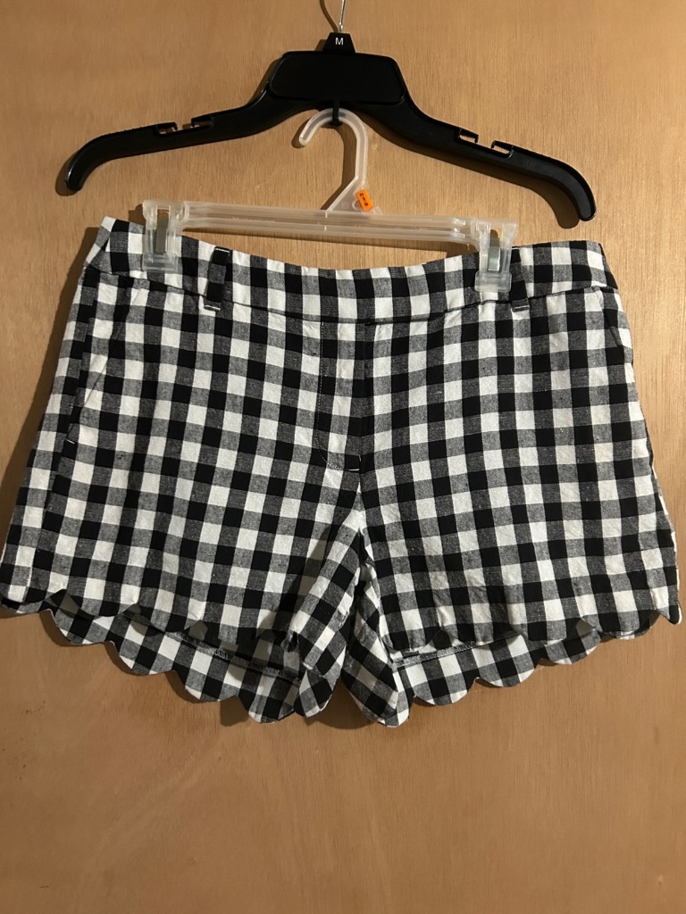 J Crew Black and White Gingham Scallop Hem Women's Shorts